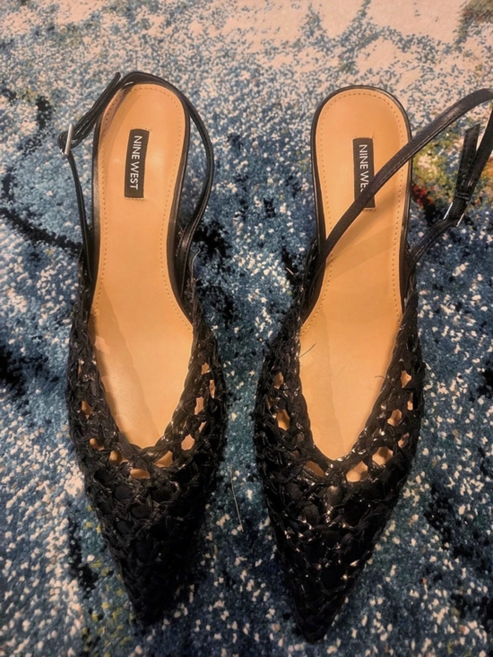 Nine West Randela Woven Slingback Pumps Black US size 12